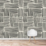 MUNKS & ME-Papier Peint Chambre Enfant à Motif Répété - Lignes De Coup De Pinceau - Charbon