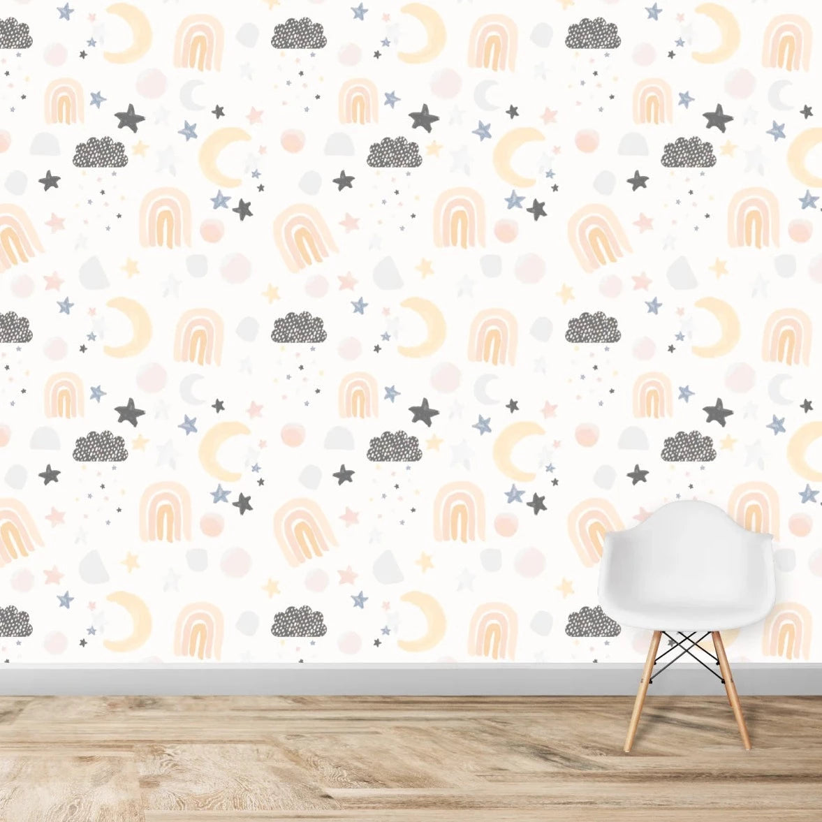 MUNKS & ME-Papier Peint Chambre Enfant à Motif Répété - Lune Et Étoiles