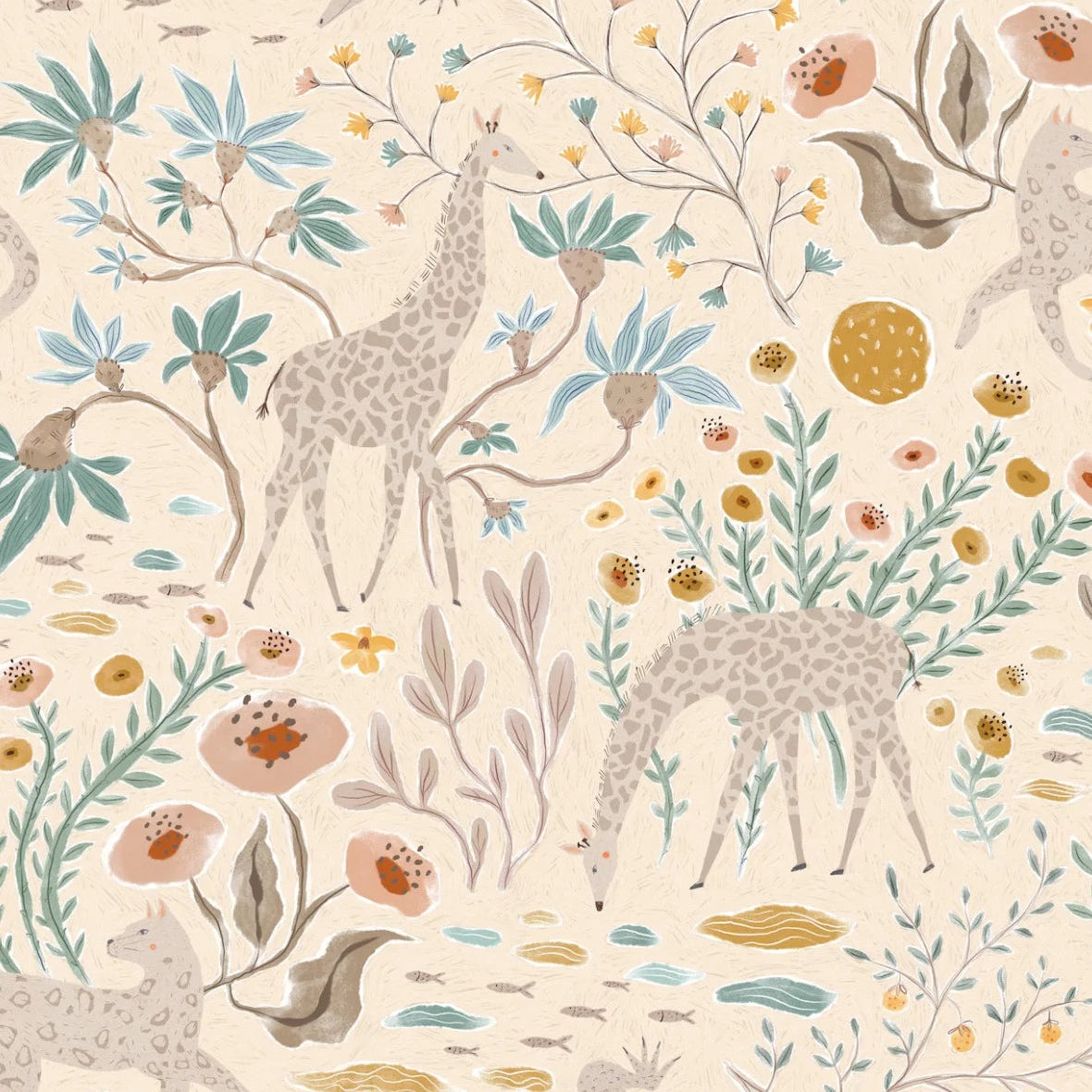 MUNKS & ME-Papier Peint Chambre Enfant à Motif Répété - Mils Menagerie - Rose
