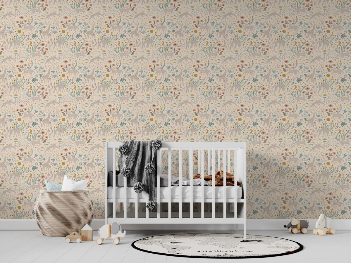 MUNKS & ME-Papier Peint Chambre Enfant à Motif Répété - Mils Menagerie - Rose