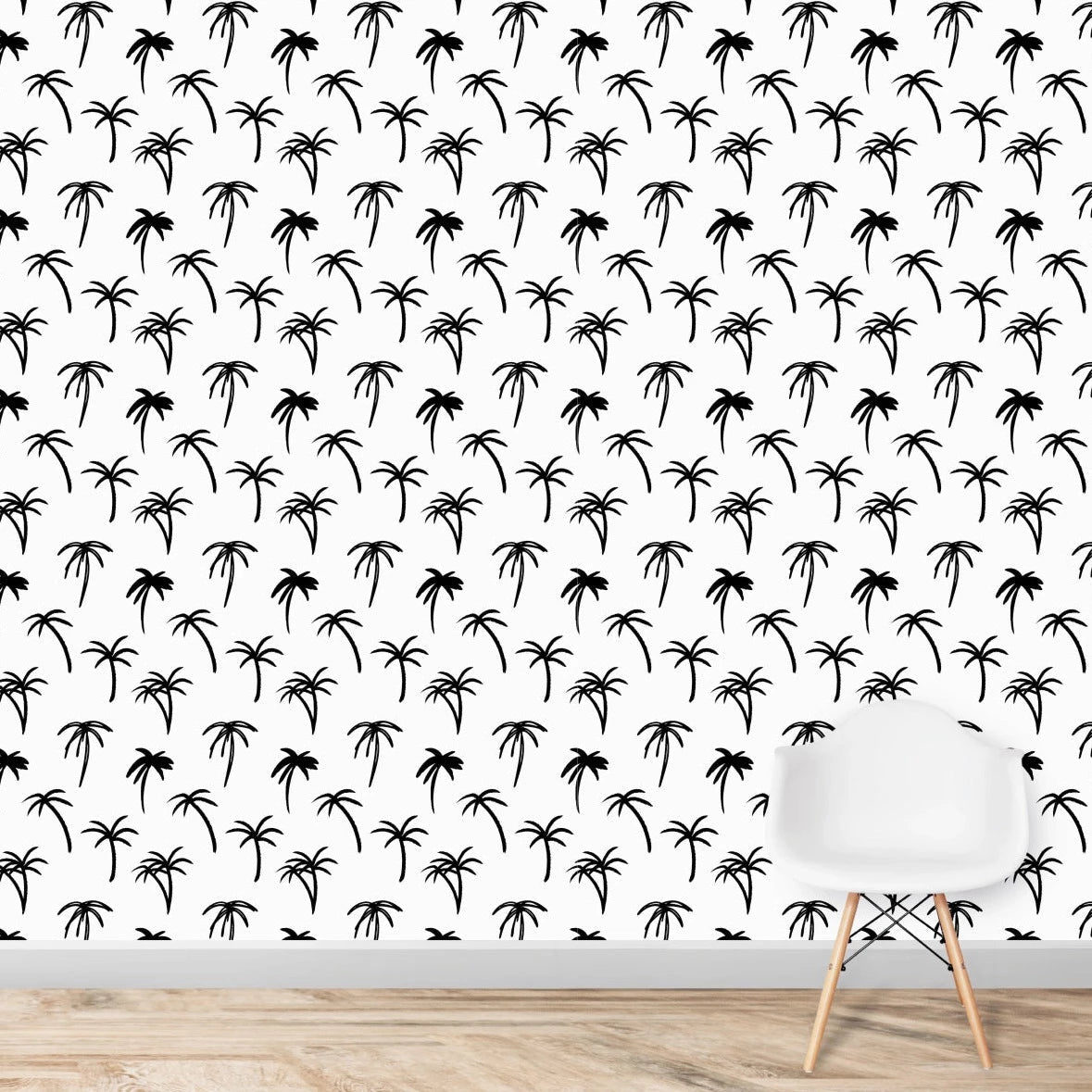 MUNKS & ME-Papier Peint Chambre Enfant à Motif Répété - Noa Palme Tropicale - Noir