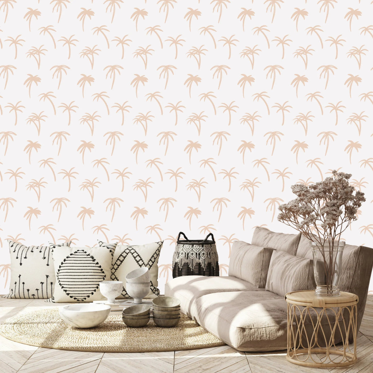 MUNKS & ME-Papier Peint Chambre Enfant à Motif Répété - Noa Palme Tropicale - Rose
