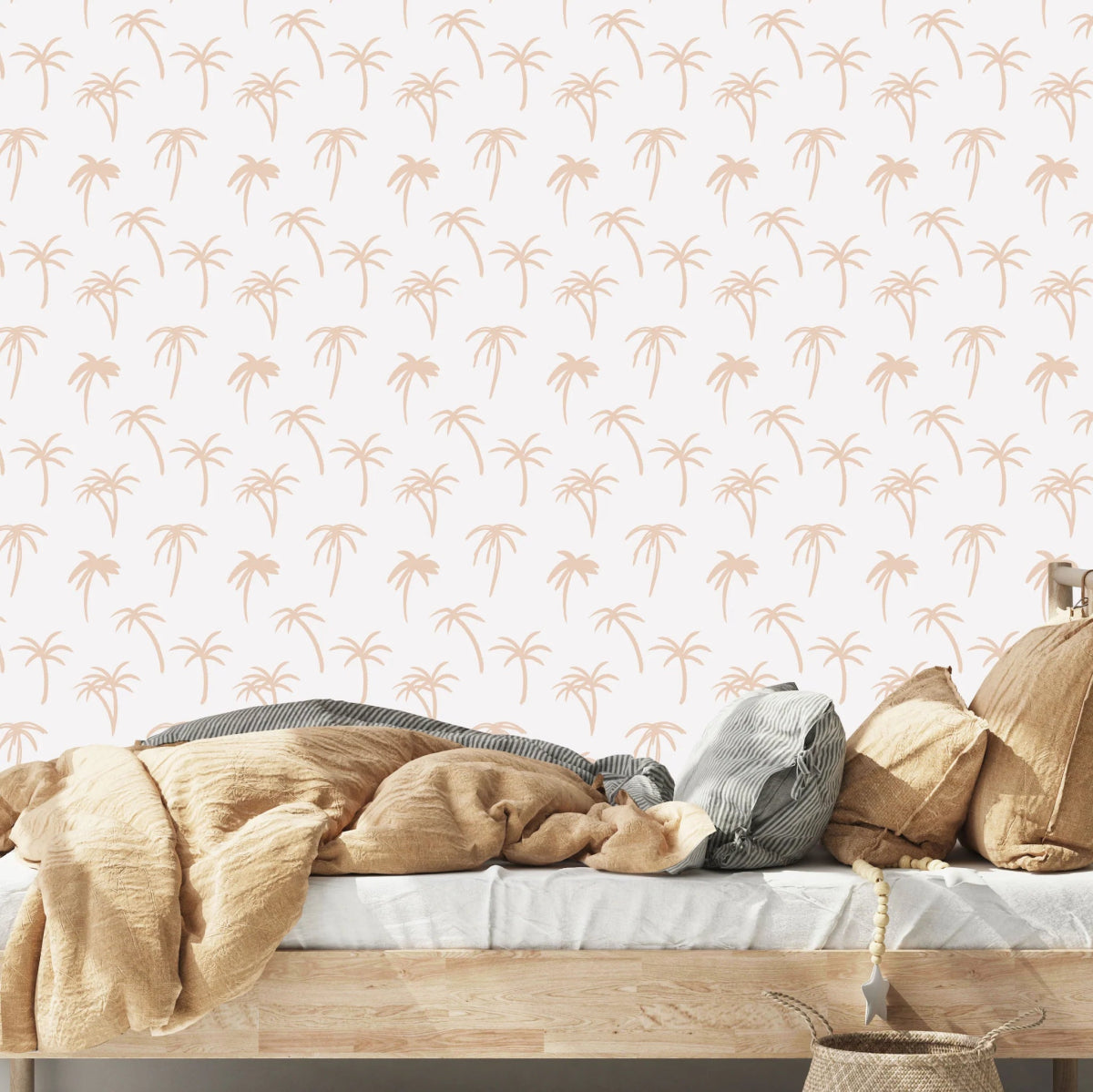 MUNKS & ME-Papier Peint Chambre Enfant à Motif Répété - Noa Palme Tropicale - Rose