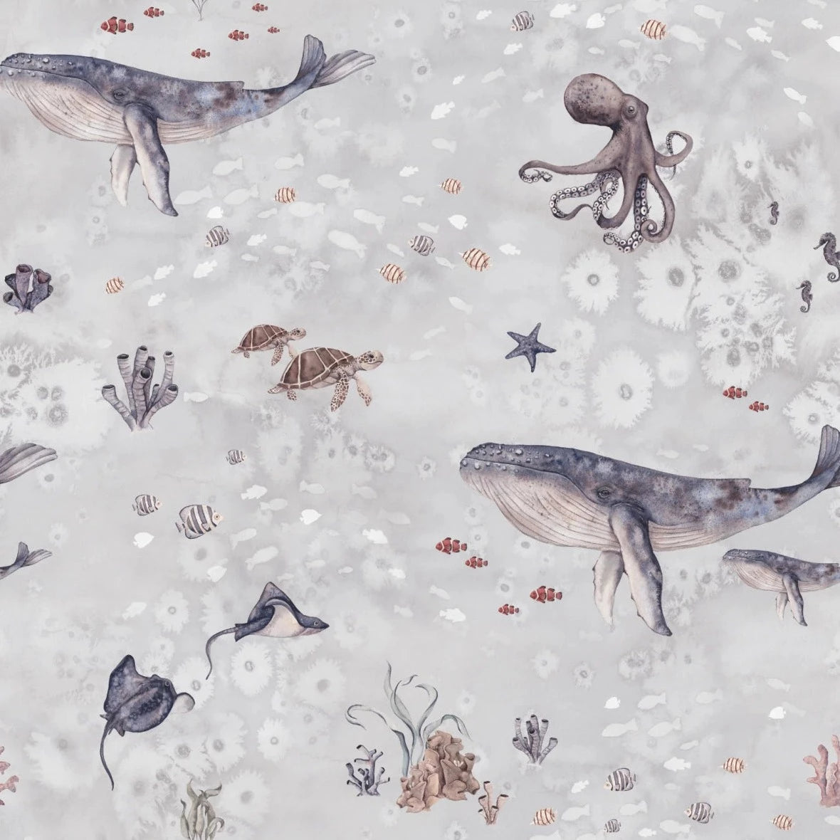 MUNKS & ME-Papier Peint Chambre Enfant à Motif Répété - Ocean Friends