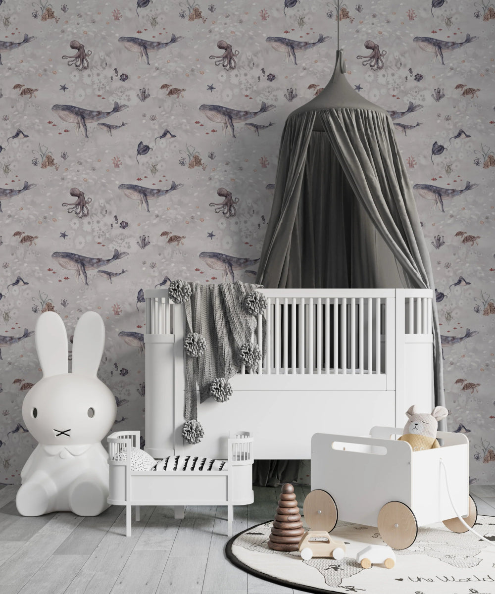 MUNKS & ME-Papier Peint Chambre Enfant à Motif Répété - Ocean Friends