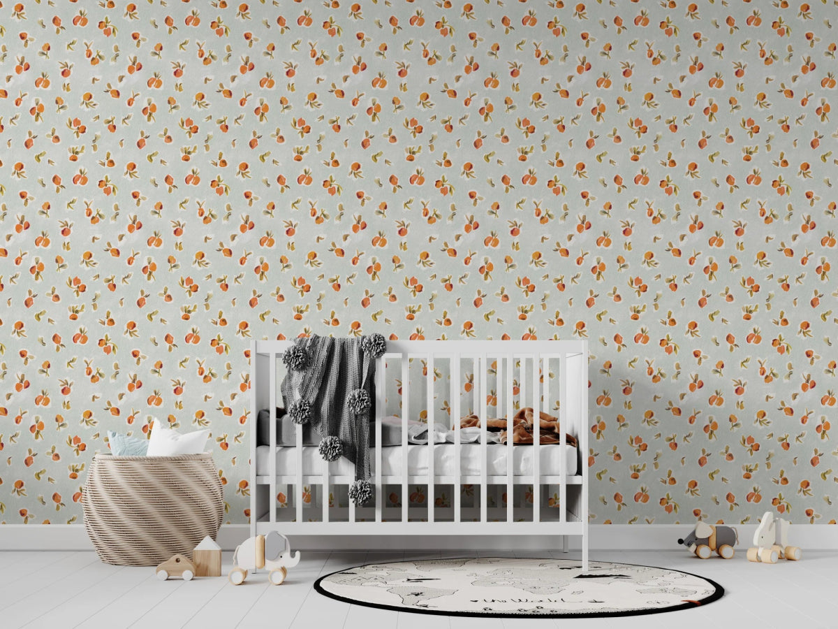 MUNKS & ME-Papier Peint Chambre Enfant à Motif Répété - Oranges Ollies | Bleu