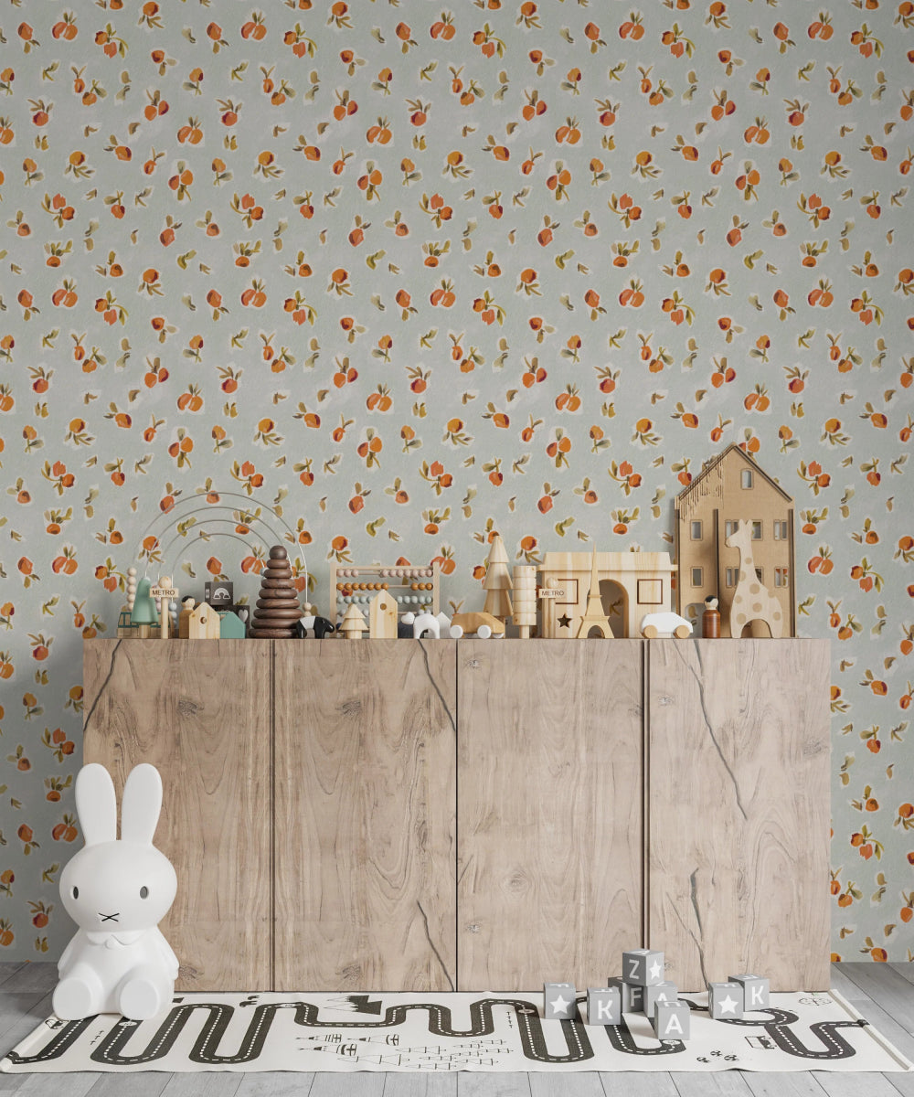 MUNKS & ME-Papier Peint Chambre Enfant à Motif Répété - Oranges Ollies | Bleu