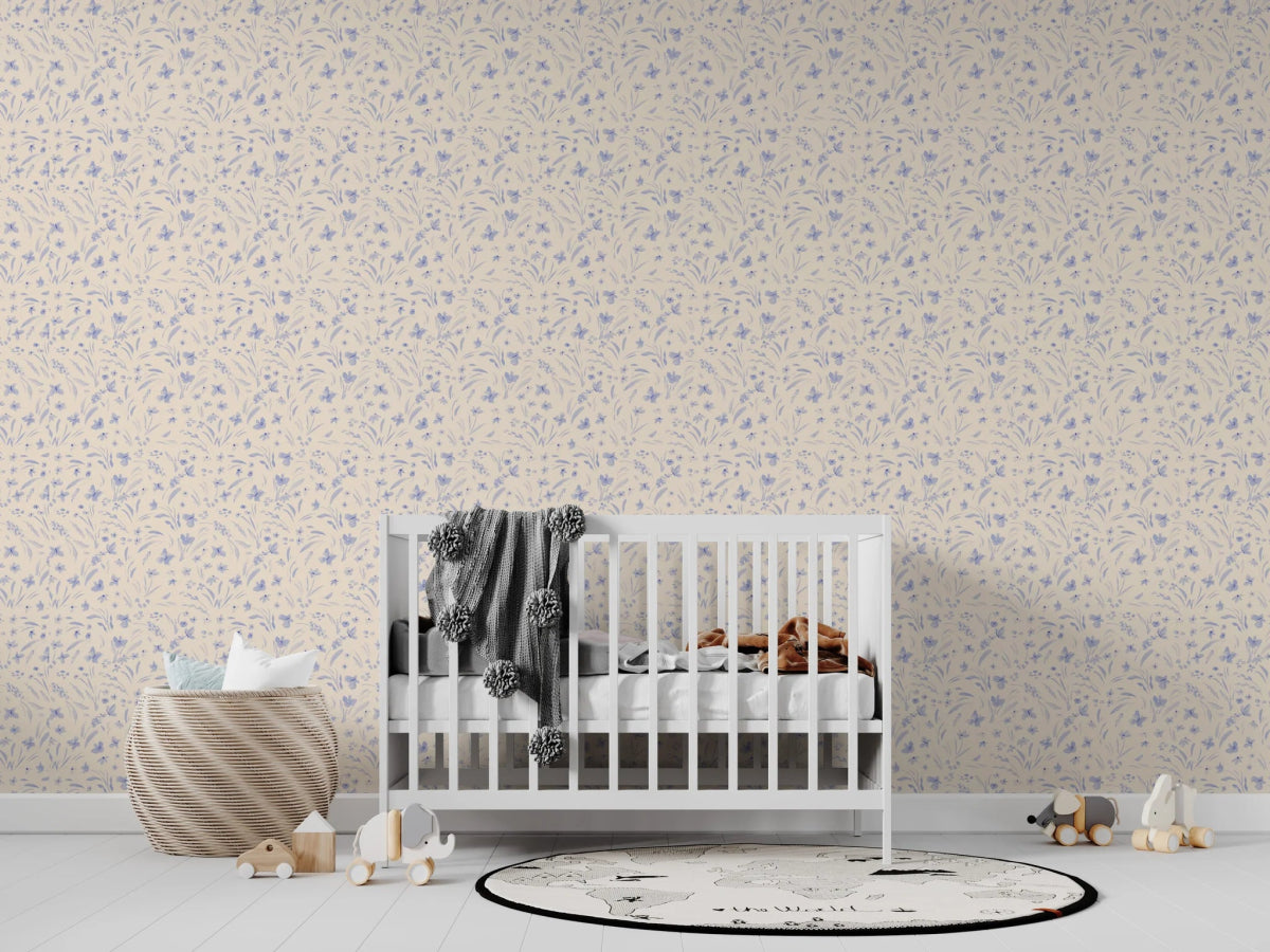 MUNKS & ME-Papier Peint Chambre Enfant à Motif Répété - Papillon Meadowland - Cyan