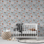 MUNKS & ME-Papier Peint Chambre Enfant à Motif Répété - Rigby Dog - Bleu
