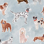 MUNKS & ME-Papier Peint Chambre Enfant à Motif Répété - Rigby Dog - Bleu