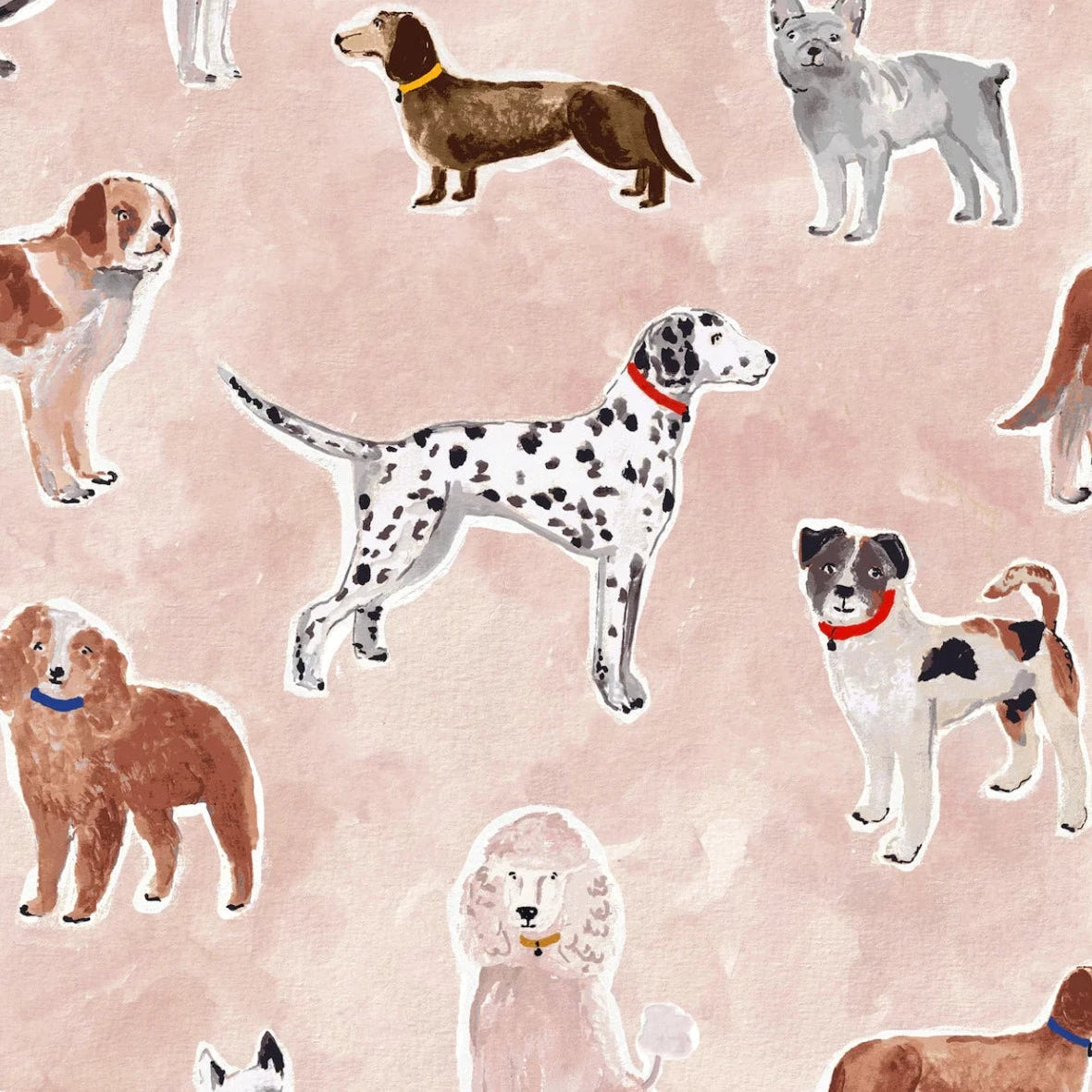 MUNKS & ME-Papier Peint Chambre Enfant à Motif Répété - Rigby Dog - Rose
