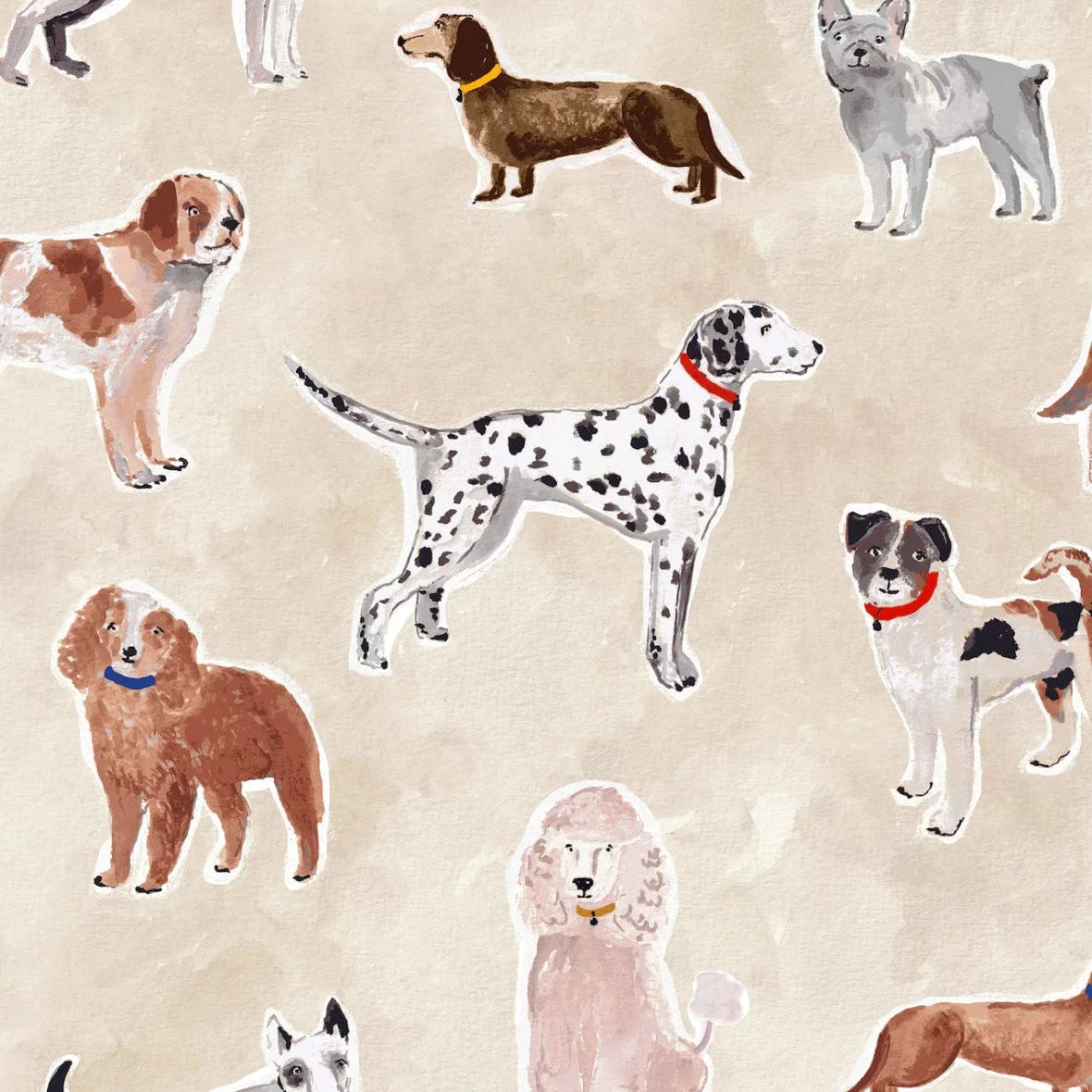 MUNKS & ME-Papier Peint Chambre Enfant à Motif Répété - Rigby Dog - Sable
