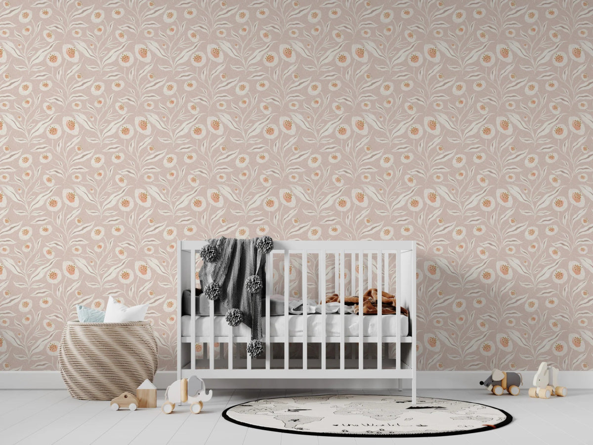 MUNKS & ME-Papier Peint Chambre Enfant à Motif Répété - Rose