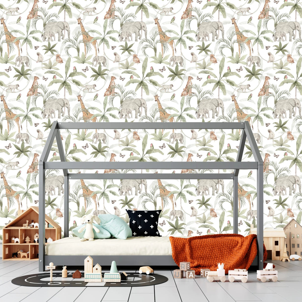 MUNKS & ME-Papier Peint Chambre Enfant à Motif Répété - Safari Africain