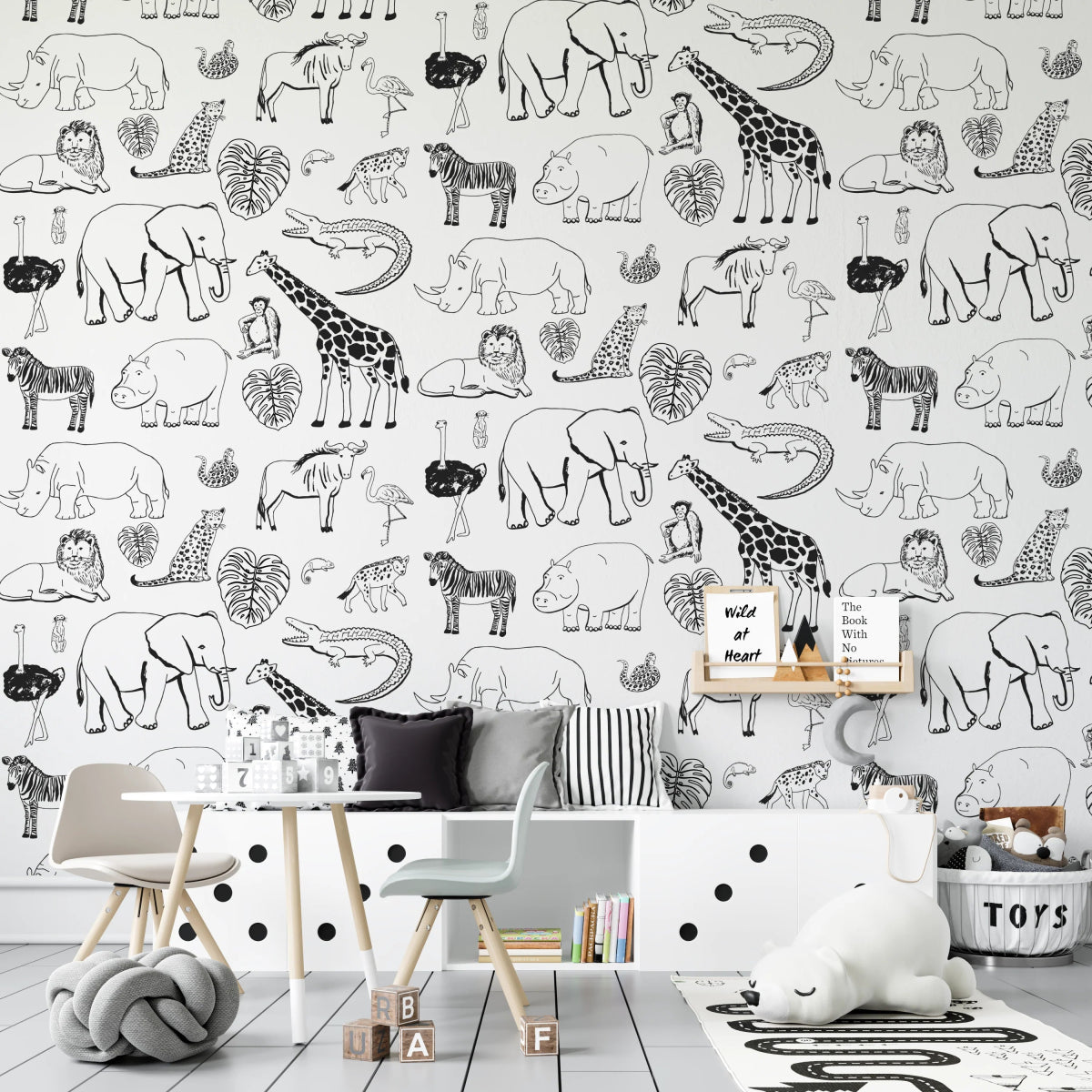 MUNKS & ME-Papier Peint Chambre Enfant à Motif Répété - Safari