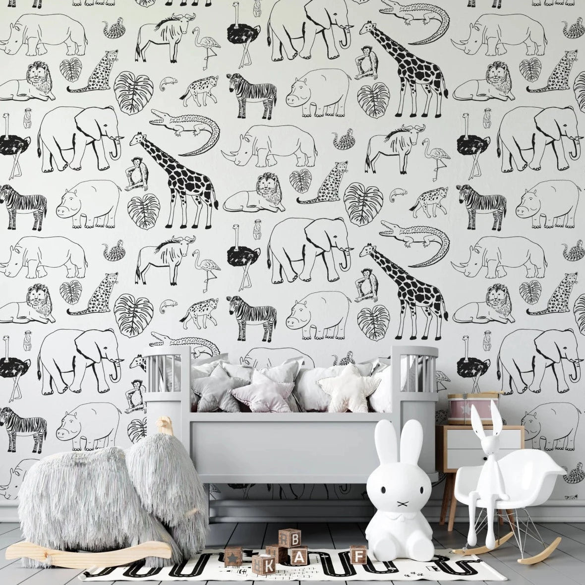 MUNKS & ME-Papier Peint Chambre Enfant à Motif Répété - Safari