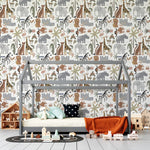 MUNKS & ME-Papier Peint Chambre Enfant à Motif Répété - Safari Tetris