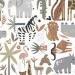 MUNKS & ME-Papier Peint Chambre Enfant à Motif Répété - Safari Tetris