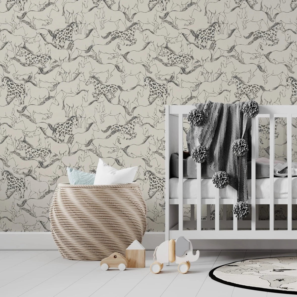 MUNKS & ME-Papier Peint Chambre Enfant à Motif Répété - Sierra Horses