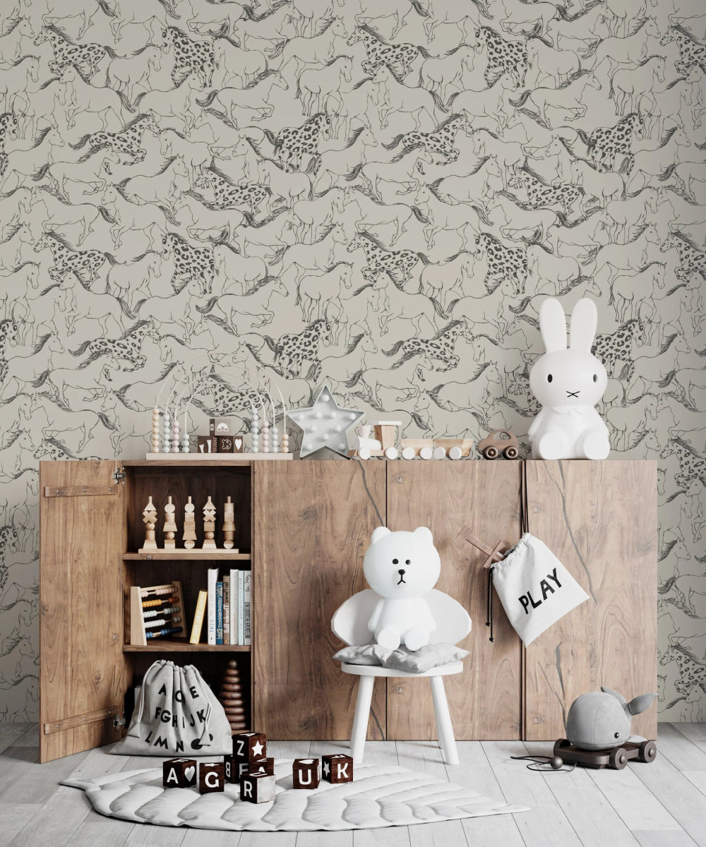 MUNKS & ME-Papier Peint Chambre Enfant à Motif Répété - Sierra Horses