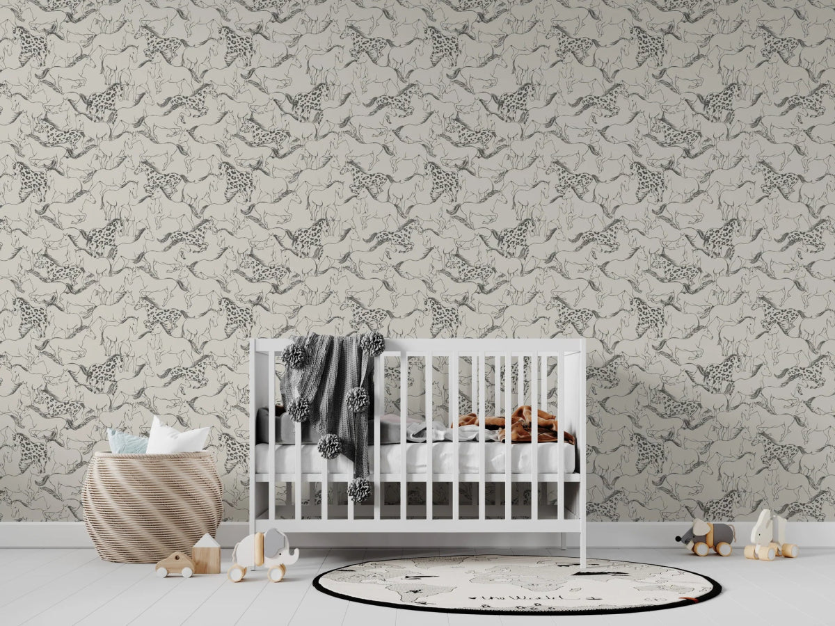 MUNKS & ME-Papier Peint Chambre Enfant à Motif Répété - Sierra Horses