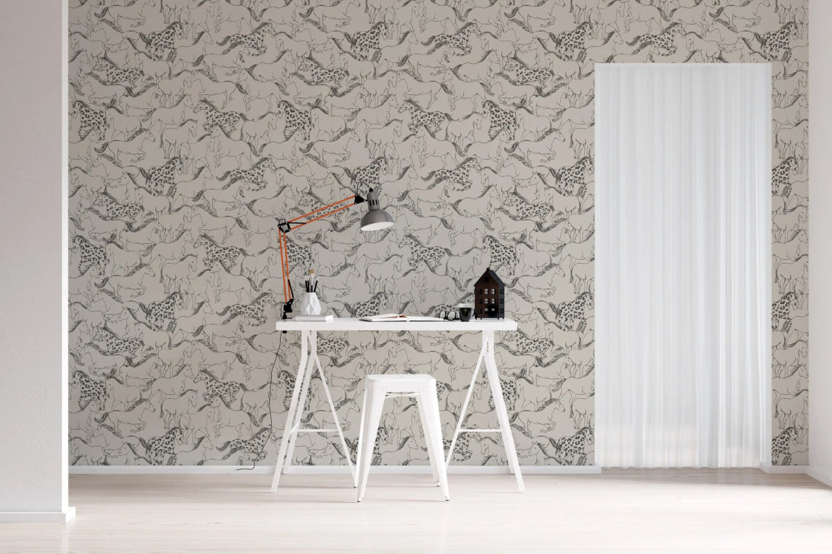 MUNKS & ME-Papier Peint Chambre Enfant à Motif Répété - Sierra Horses