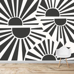MUNKS & ME-Papier Peint Chambre Enfant à Motif Répété - Sunbeams | Charbon