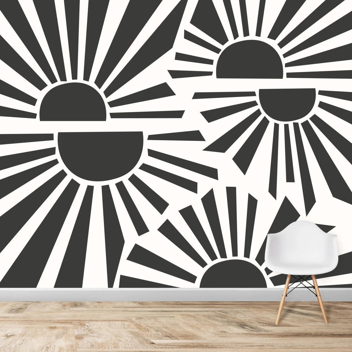 MUNKS & ME-Papier Peint Chambre Enfant à Motif Répété - Sunbeams | Charbon