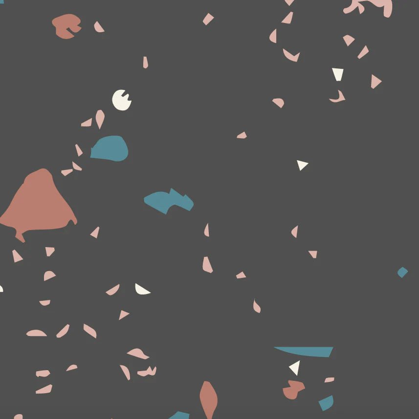 MUNKS & ME-Papier Peint Chambre Enfant à Motif Répété - Terrazzo | Charbon