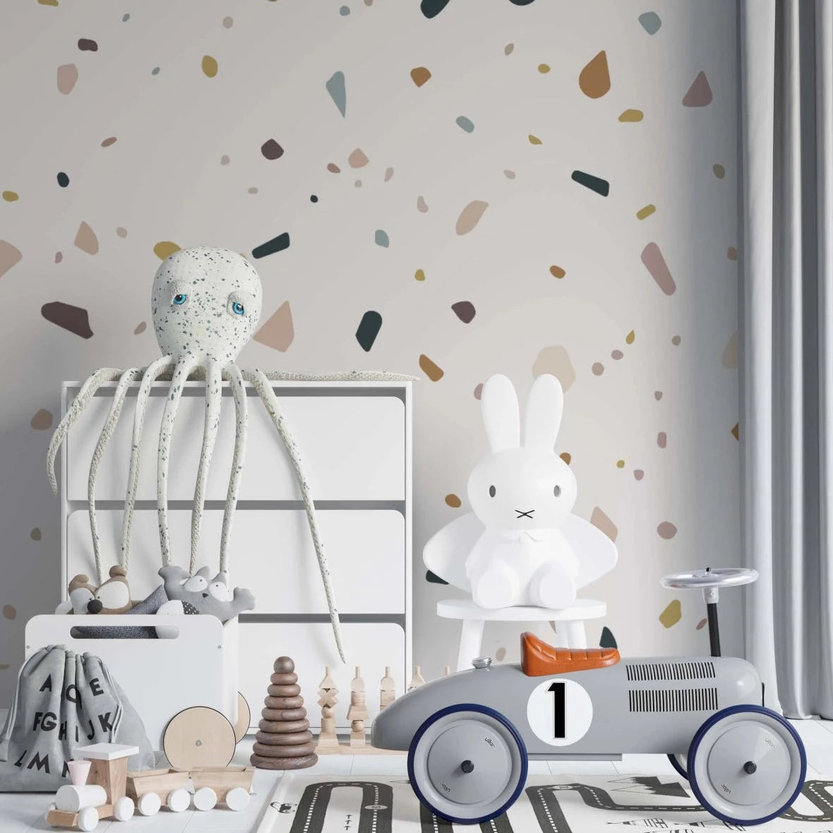 MUNKS & ME-Papier Peint Chambre Enfant à Motif Répété - Terrazzo Spritz