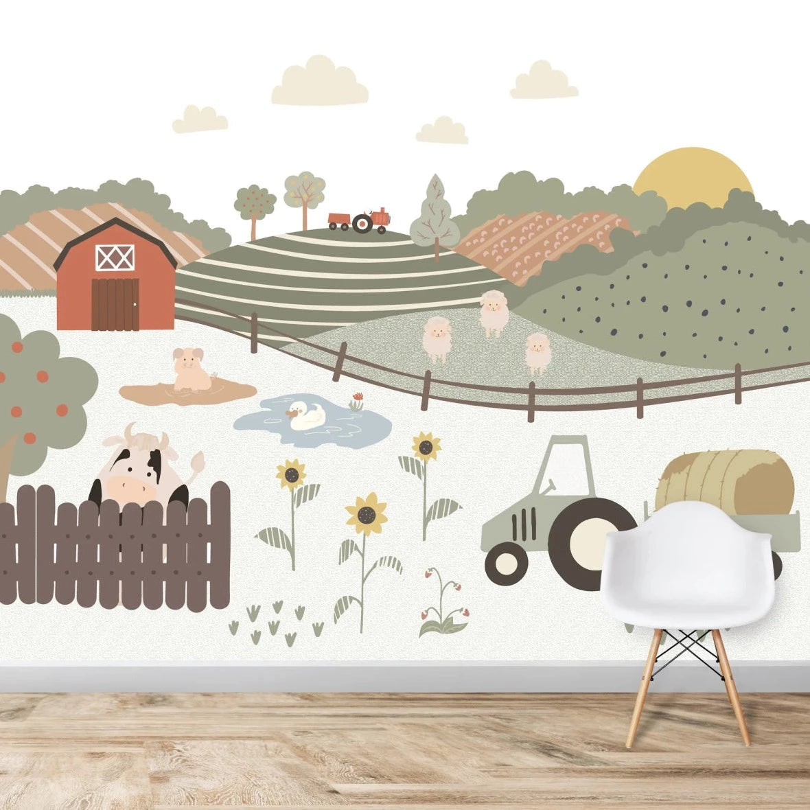 MUNKS & ME-Papier Peint Chambre Enfant Cour De Ferme