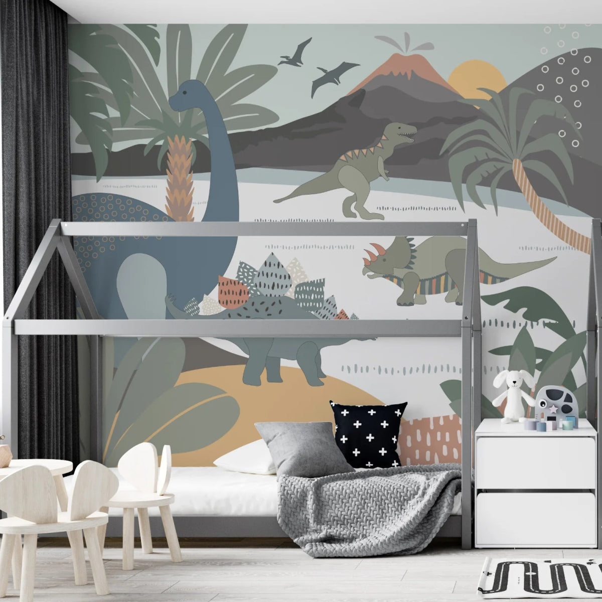 MUNKS & ME-Papier Peint Chambre Enfant Dinosaure Et Amis