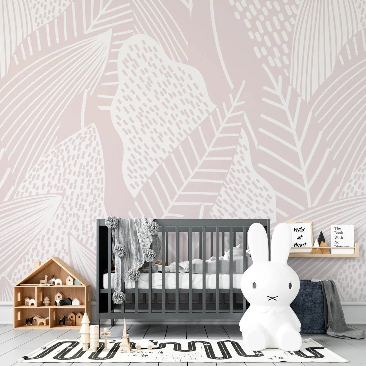 MUNKS & ME-Papier Peint Chambre Enfant Feuilles Abstraites Paxton - Rose