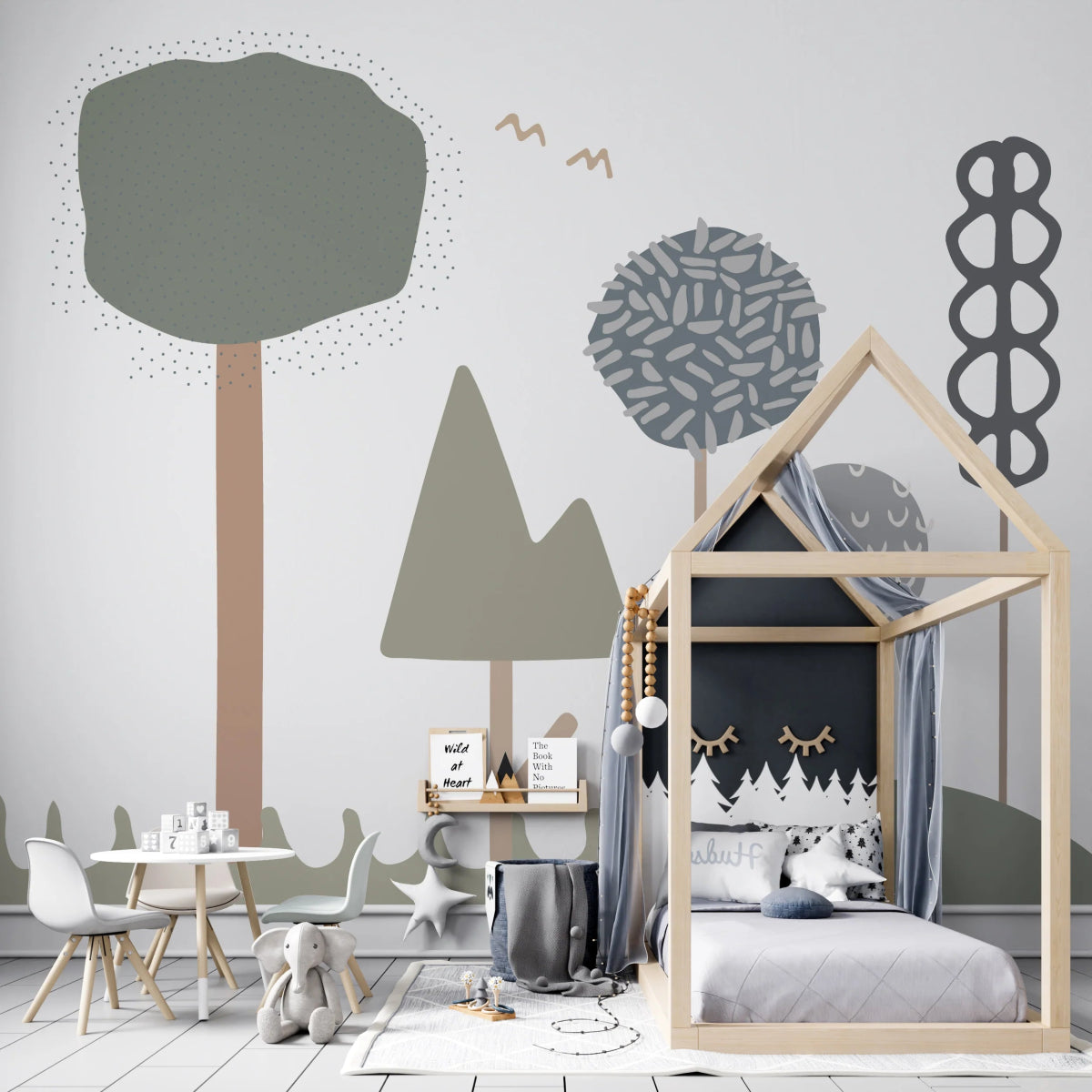 MUNKS & ME-Papier Peint Chambre Enfant Forêt De Bubblegum - Bleu
