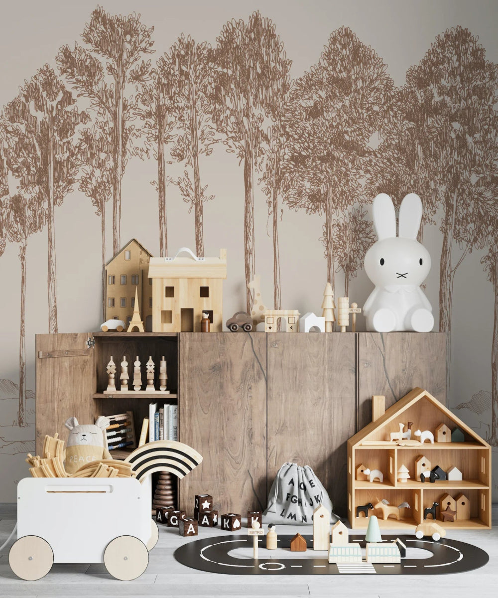 MUNKS & ME-Papier Peint Chambre Enfant Forêt - Rouiller
