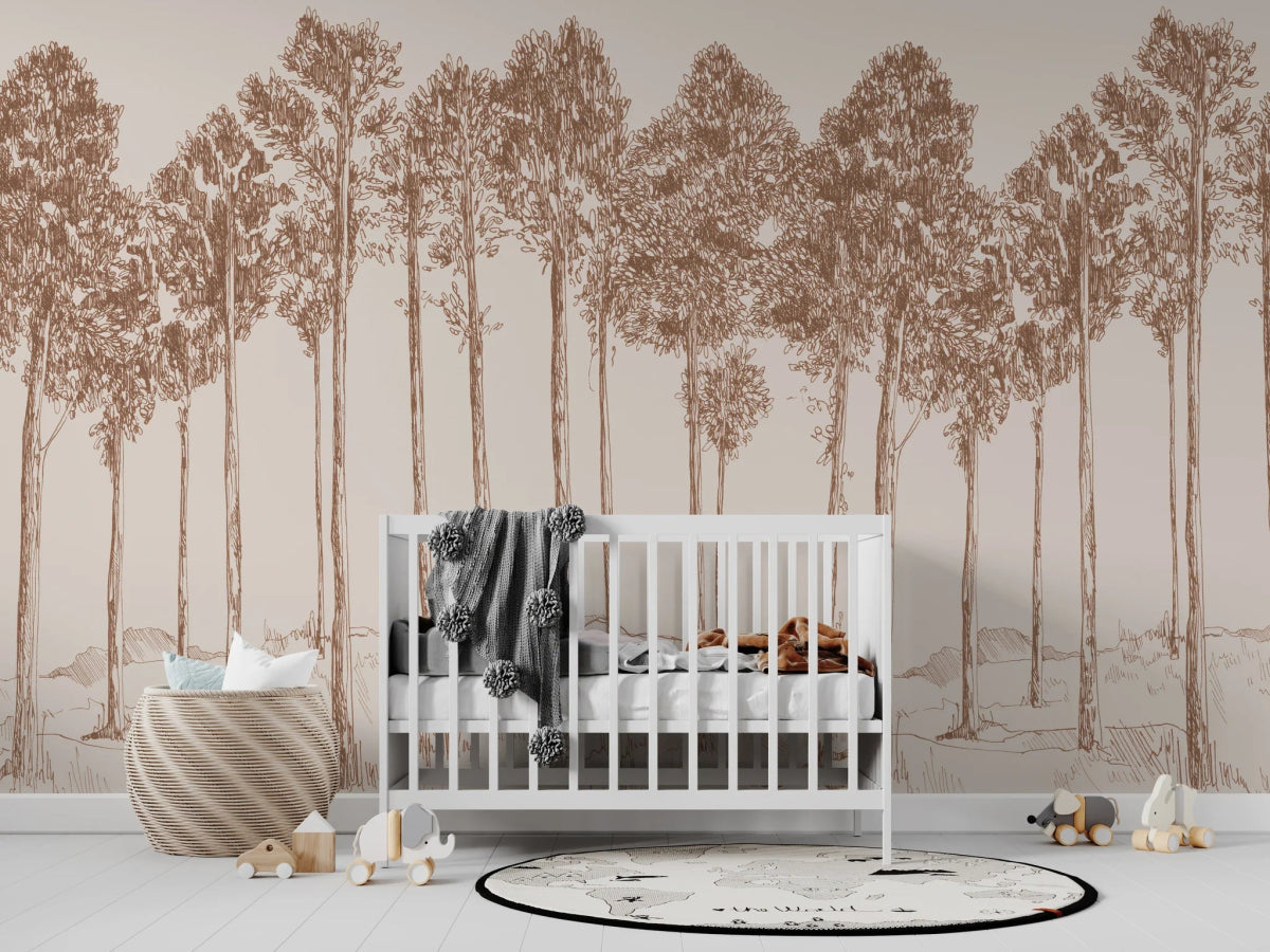 MUNKS & ME-Papier Peint Chambre Enfant Forêt - Rouiller