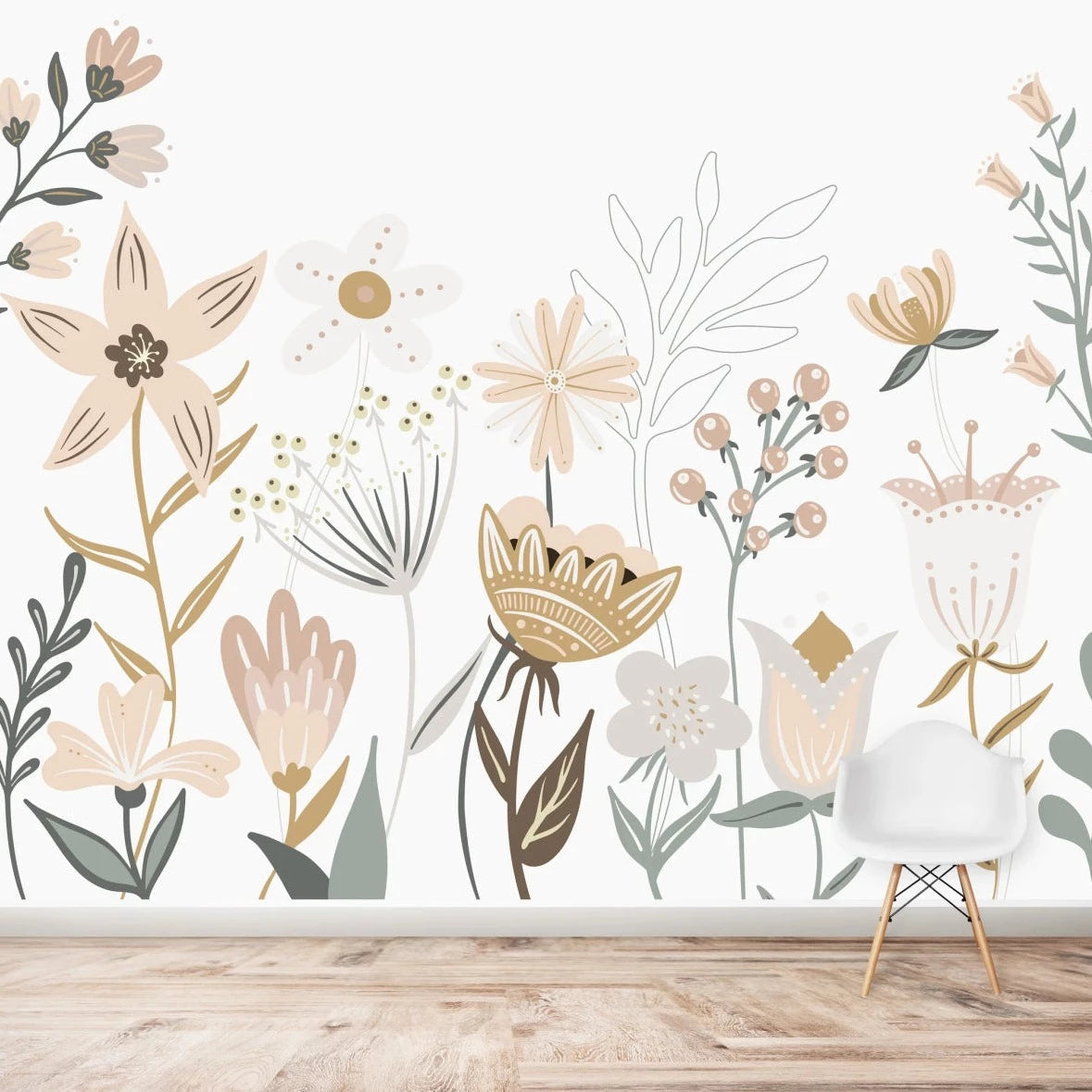 MUNKS & ME-Papier Peint Chambre Enfant Jardin Floral Millie
