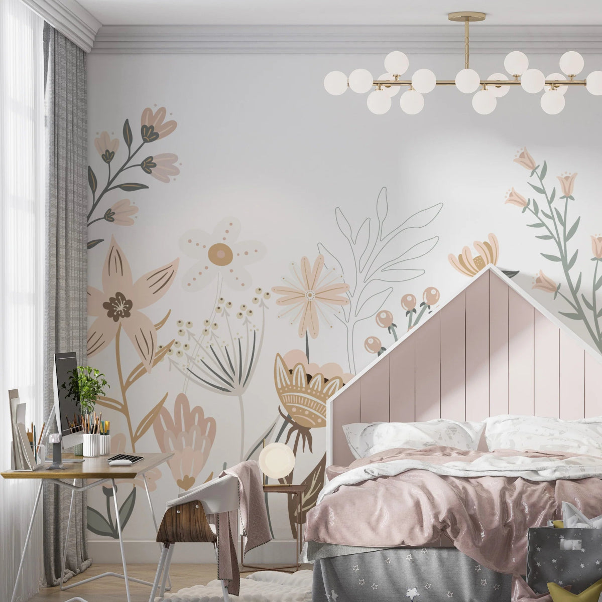 MUNKS & ME-Papier Peint Chambre Enfant Jardin Floral Millie