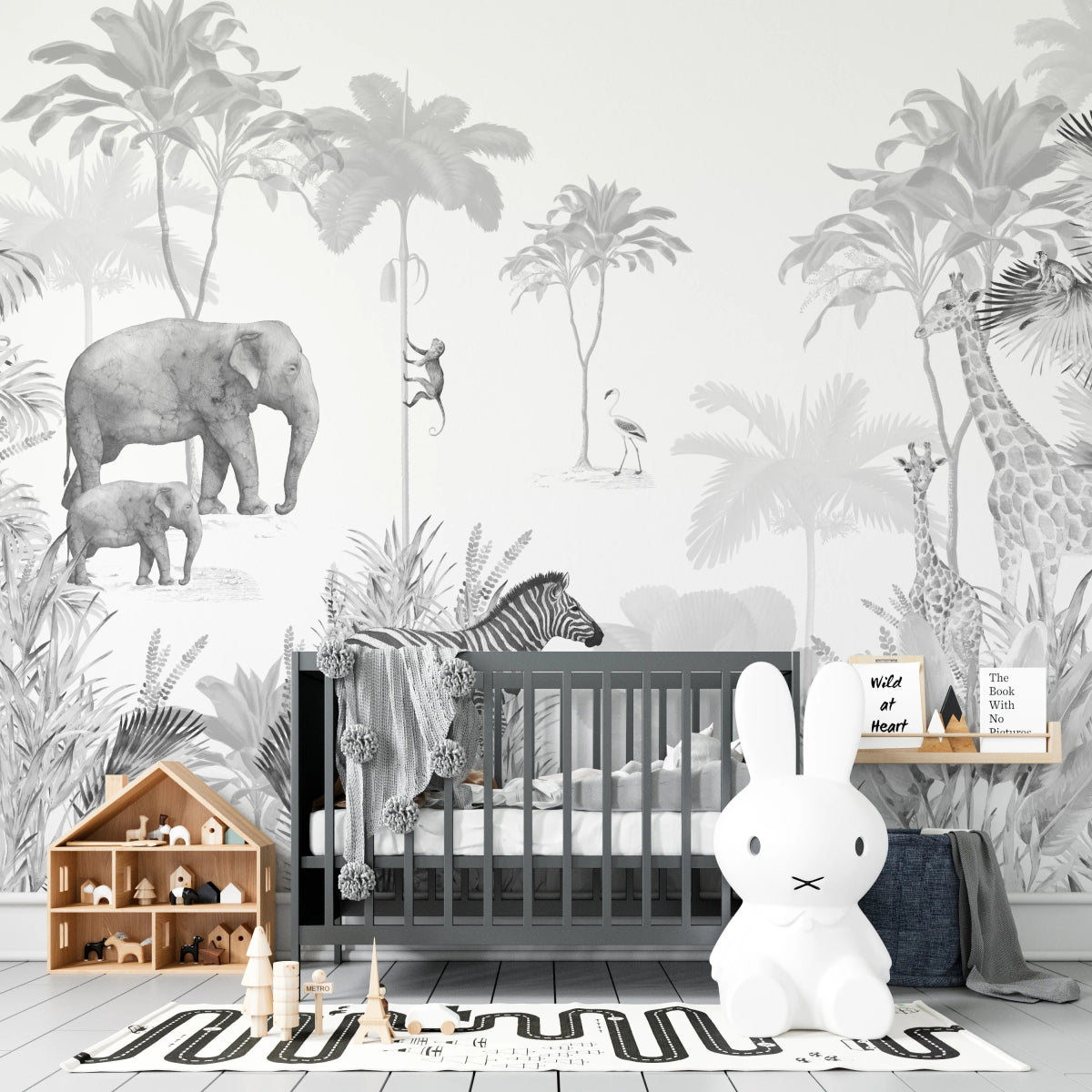 MUNKS & ME-Papier Peint Chambre Enfant Jungle - Monochromes