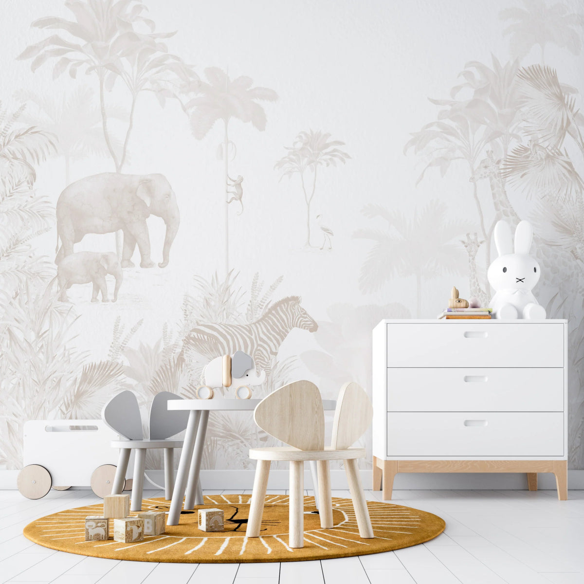 MUNKS & ME-Papier Peint Chambre Enfant Jungle - Neutre