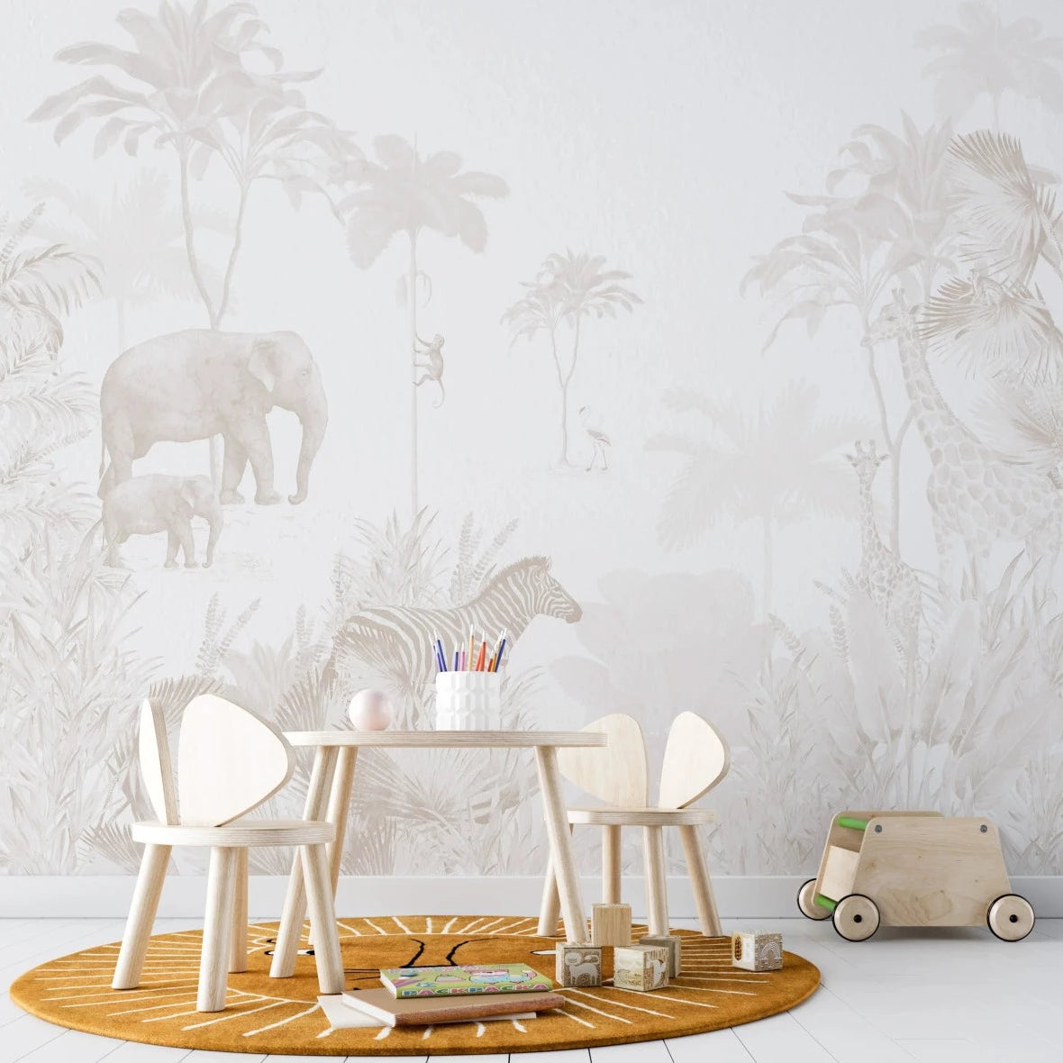 MUNKS & ME-Papier Peint Chambre Enfant Jungle - Neutre