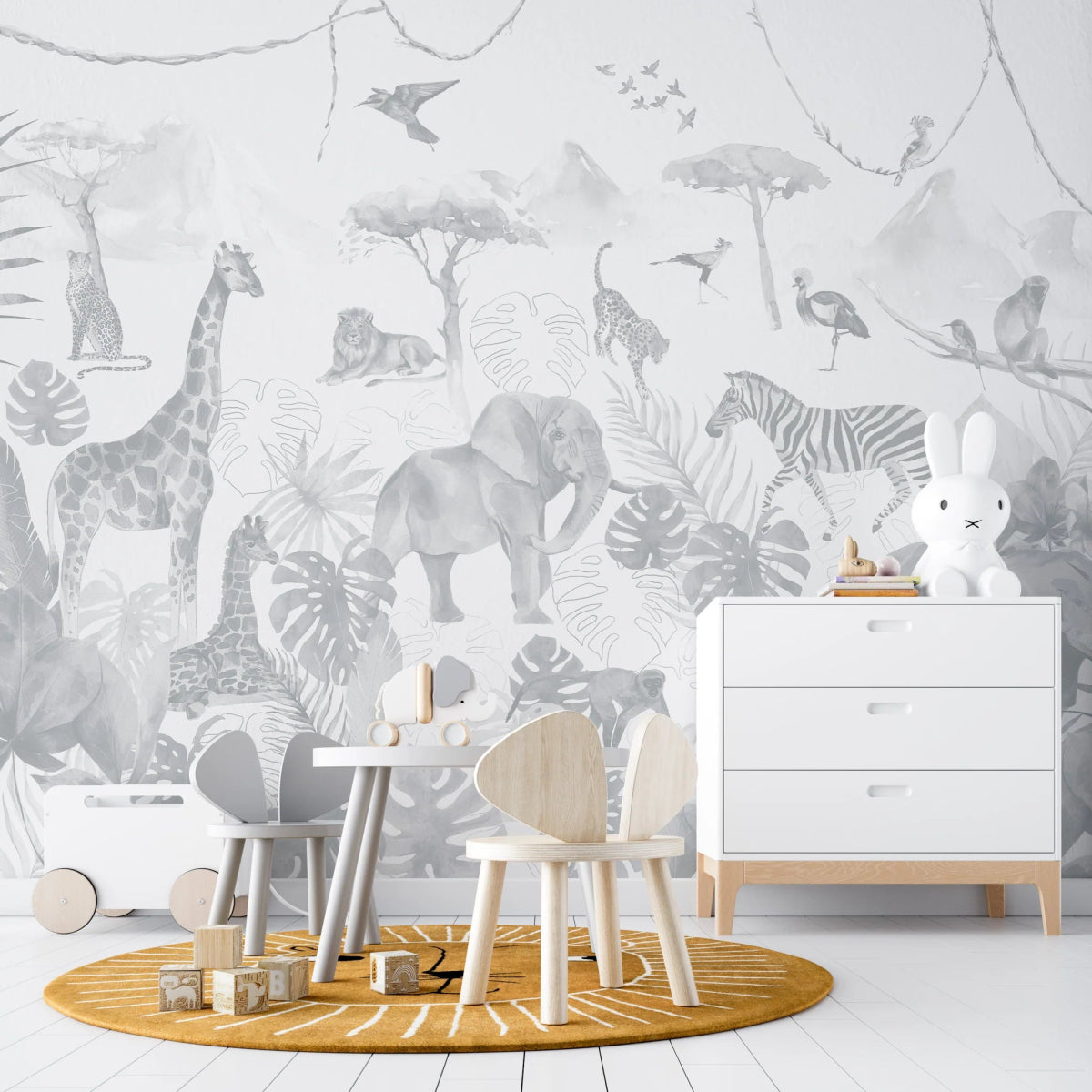 MUNKS & ME-Papier Peint Chambre Enfant Jungle Paradisiaque - Bleu
