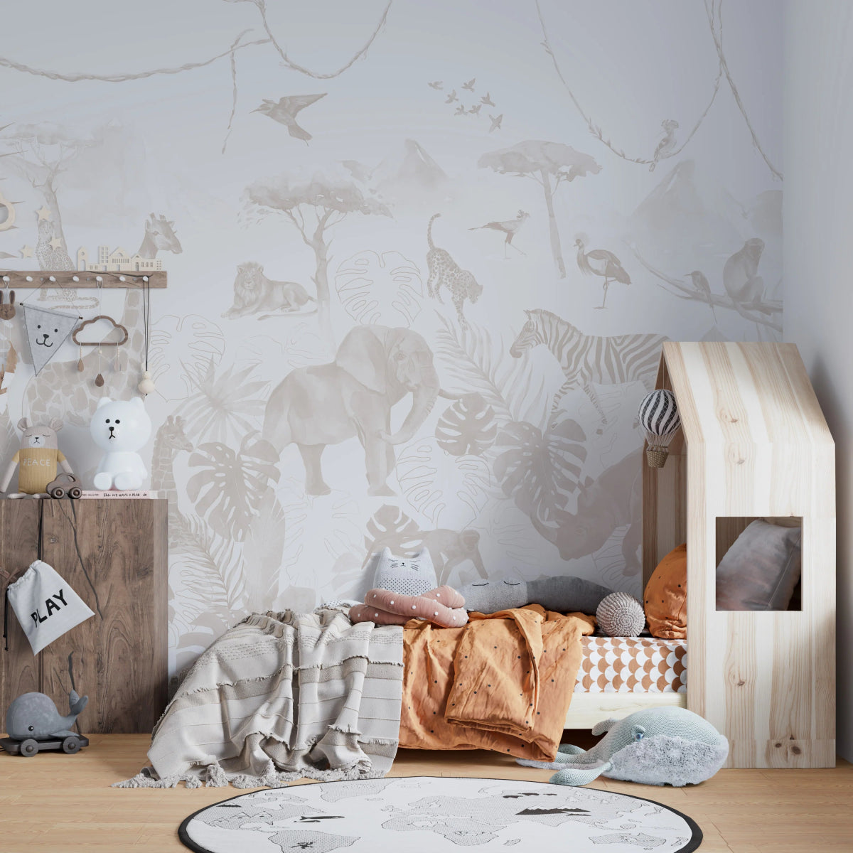MUNKS & ME-Papier Peint Chambre Enfant Jungle Paradisiaque - Neutre