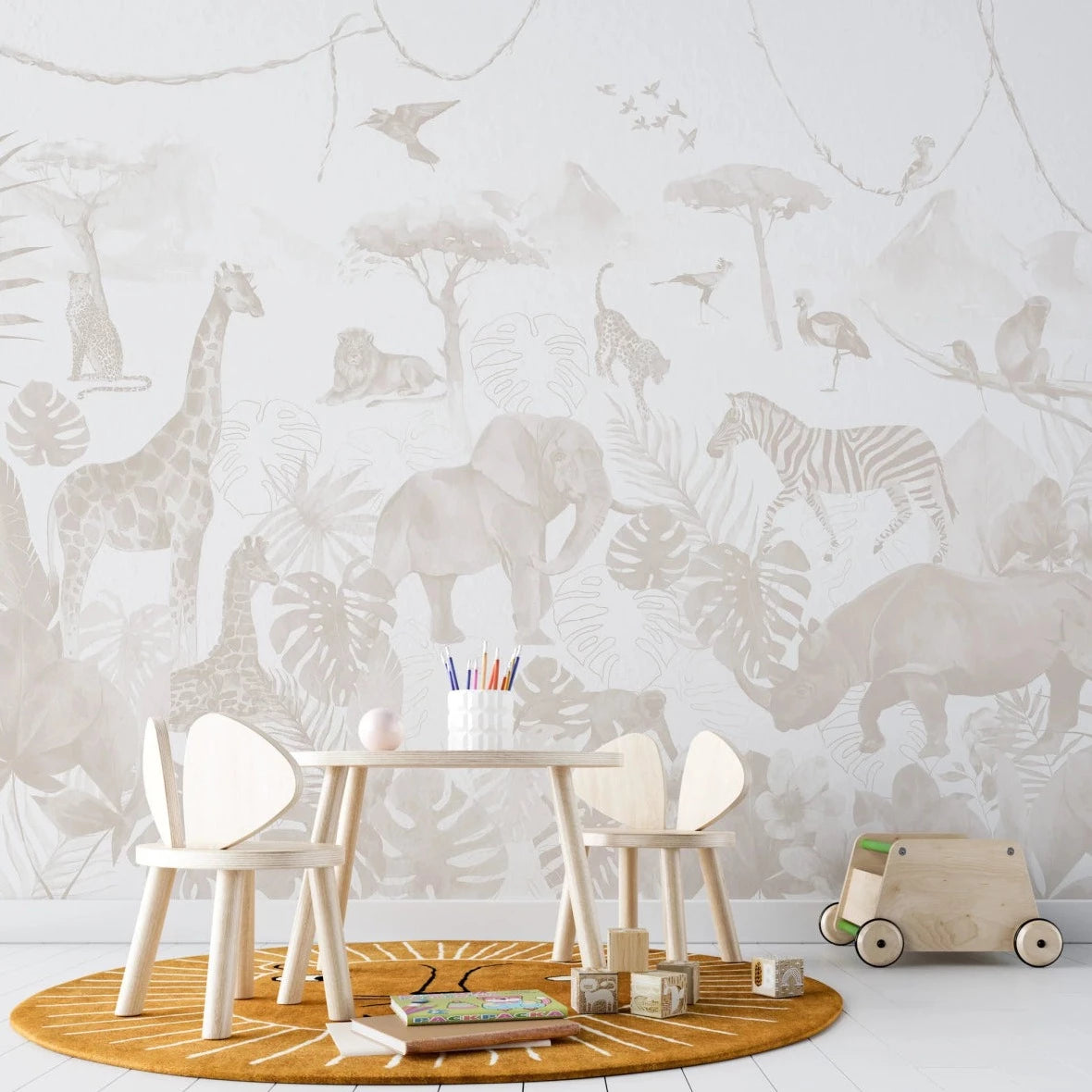 MUNKS & ME-Papier Peint Chambre Enfant Jungle Paradisiaque - Neutre