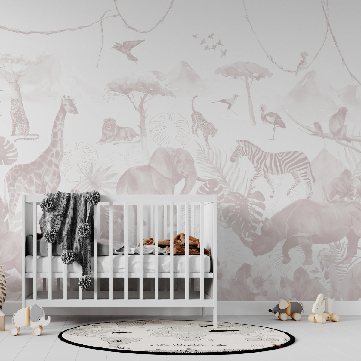 MUNKS & ME-Papier Peint Chambre Enfant Jungle Paradisiaque - Rose