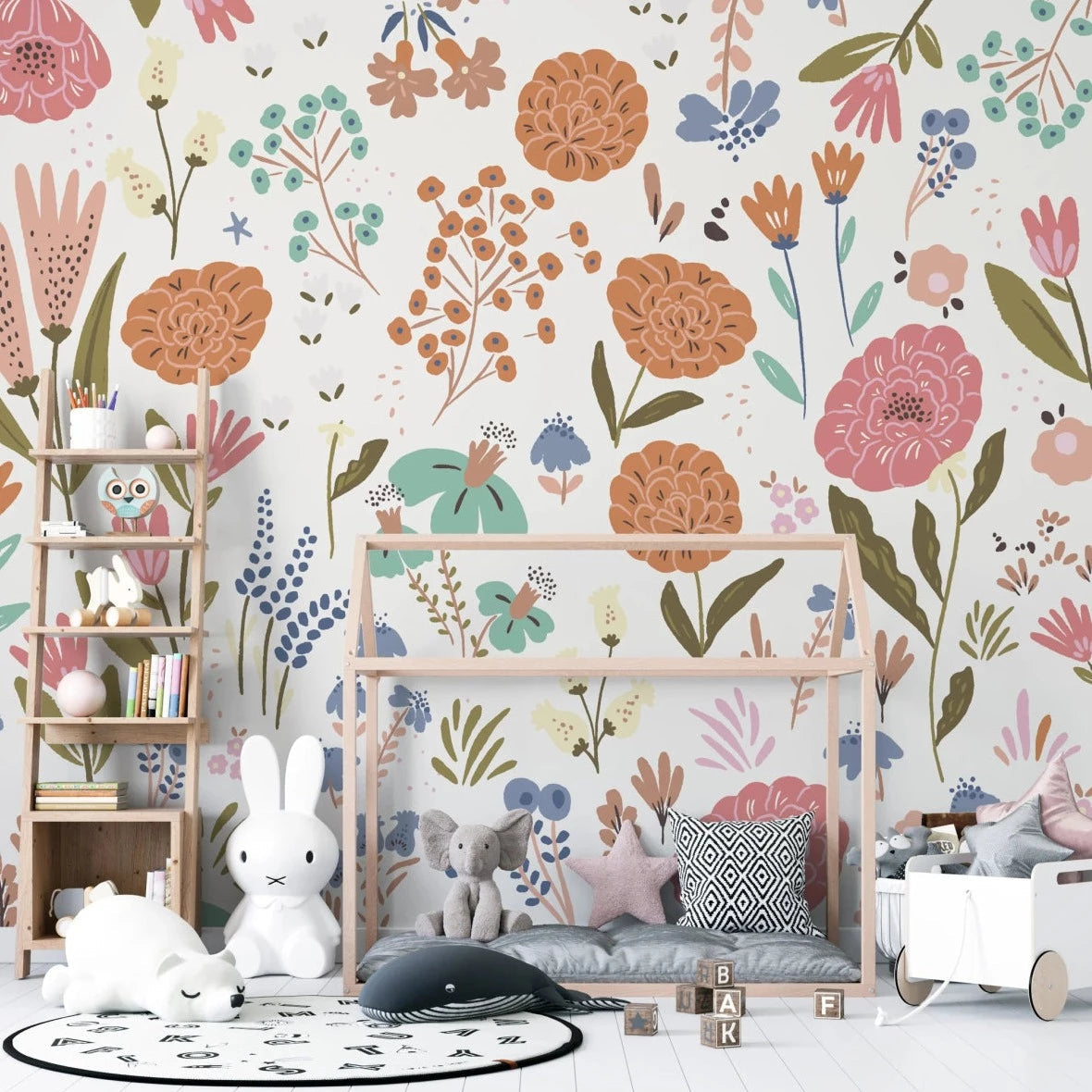 MUNKS & ME-Papier Peint Chambre Enfant Lila Florale