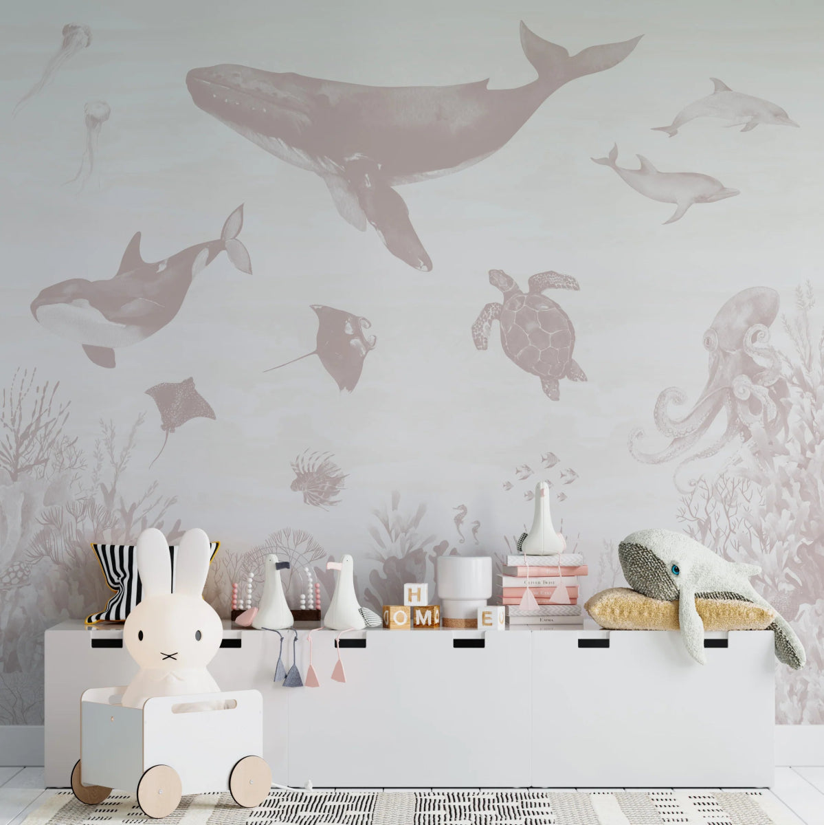 MUNKS & ME-Papier Peint Chambre Enfant Magie De L'océan - Rose