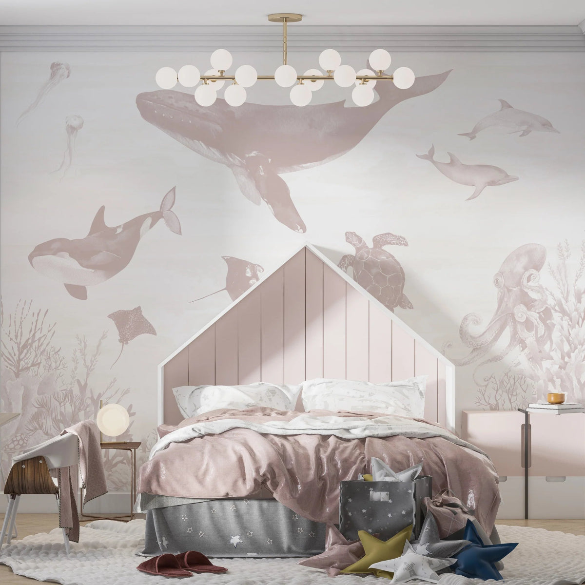 MUNKS & ME-Papier Peint Chambre Enfant Magie De L'océan - Rose