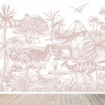 MUNKS & ME-Papier Peint Chambre Enfant Monde Des Dinosaures - Rose