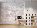 MUNKS & ME-Papier Peint Chambre Enfant Monde Des Dinosaures - Rose